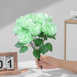 LatinaFlorista 100 Pcs Pre-Assembled Eternal Rose Components, 100Pcs Satin Petals for DIY Forever Flowers, Perfect for Crafters & Florists (Green)