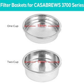 CASABREWS 51mm Filter Basket for Espresso Machine 3700Essential/3700Pro, Stainless Steel Espresso Filter Set