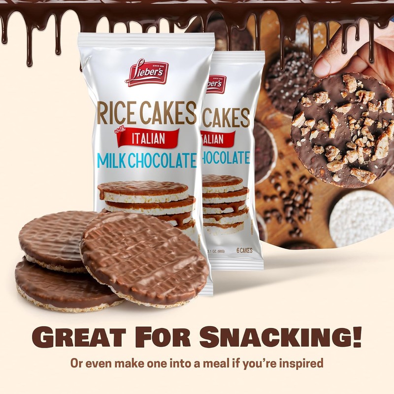 LIEBERS Kosher Certified Dairy Italian Milk Chocolate Rice Cakes, Gluten