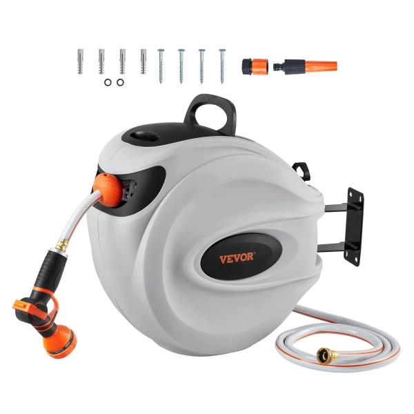 VEVOR Retractable Hose Reel, 100 ft x 1/2 inch, Garden