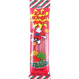 Sour Power Candy Straws, Watermelon, 1.75 oz (Pack of 24)
