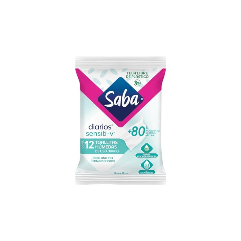 Saba Toallitas Húmedas Sensiti-v para uso íntimo, 12 piezas