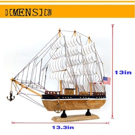 Lizipai Handmade Crafts Sailing Ocean Theme Smooth Sailing Model Mediterranean Sailing Wooden Sailing Boat Suitable for Home Office Desktops (Brown)
