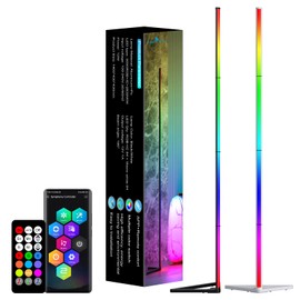 SINRO-TECH LED Pixel Floor Corner Lamp – Smart RGBW+IC Floor Lamp with Music Sync, APP,Remote,DIY Adjustable Length, 16 Million Colors for Home Décor, Gaming Atmosphere, Bedroom Living Room. (White)