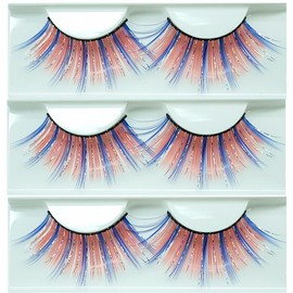 Stage Accessory False Eyelashes for Dance Teams Stage Makeup (Blue Red Silver) 10ea