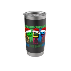 Geometry Dashing Through The Snow Sleep Dash Game Christmas Stainless Steel Insulated Tumbler