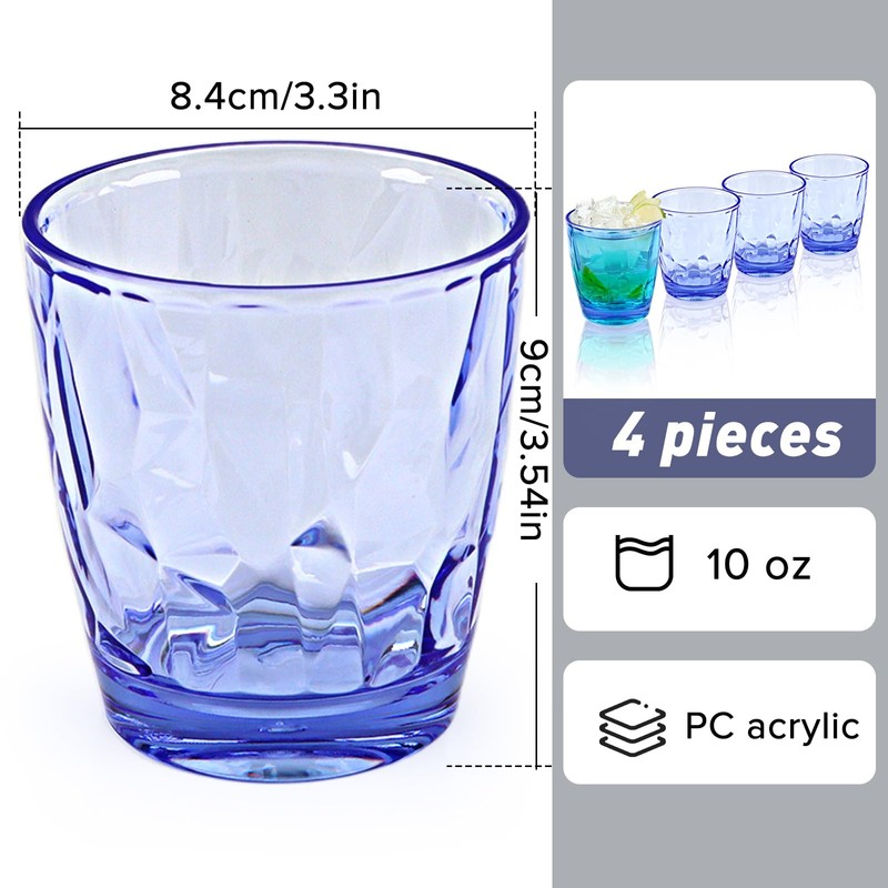 Ulable Plastic Glassware Tumbler Dishwasher Safe, Set of 4 Unbreakable