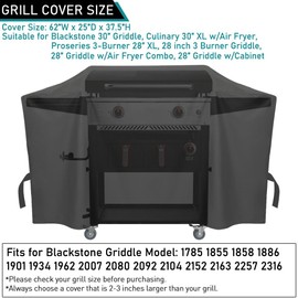 ZJYWSCH Griddle Cover for Blackstone Culinary 30" Griddle 1934 2092 2163 2257, Heavy Duty Waterproof Blackstone 28" ProSeries 3 Burner 1855 1858 1886 1901 2007 2080 2104 2152 2316 Air Fryer 1785 1962