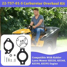 22-757-01-S Carburetor Overhaul Kit Fits For Kohler Lawn Mower KS530, KS540, KS590, KS595 engine,rebuild kit for kohler engine Compatible with XT1-LT42, MTD garden and lawn tractor engines