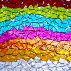 LITMIND 1.1LB Mixed Colors Irregular Stained Glass Mosaic Tiles for Crafts - Pre-Cut Assorted Colors & Shapes Mosaic Glass Pieces - Ideal for Mosaic Art, Puzzles, and Cutting Projects