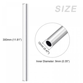 sourcing map 6063 Aluminum Tube (12mm OD x 9mm ID x 300mm L), Aluminum Round Tubing - for Home Furnishing, Machinery, DIY Handicraft