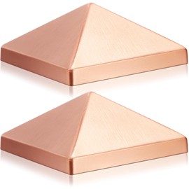 Blulu 2 Pcs 4''x4'' (Actual 3.5''x3.5'') Solid Copper Pyramid Post Cap Fence Pyramid Decking Caps for True/Actual Metal Wood Cedar Fence Deck Corridors Mailbox Posts End Cover