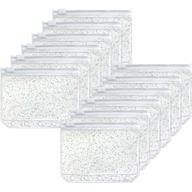 12 Pcs A5 Binder Pockets,5 Hole Clear Zipper Binder Pockets,Zipper Binder Pouch Folders Clear Waterproof PVC Loose Leaf Bags,Binder Pockets PVC Cash Binder Notebook Insert Pages (Transparent Flash)