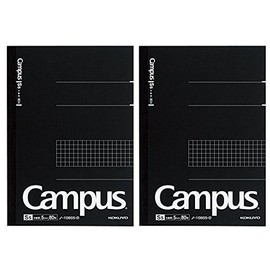 Kokuyo Campus Pre-Dotted Notebook, Semi A5, 5mm Grid Ruled - 80 Sheets - 160 Pages, Black (2 pack)