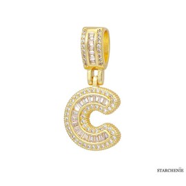 STARCHENIE 14K Gold Plated Diamond Initials Necklaces, Alphabet Pendant Letter A to Z Necklaces for Women man with Gift Box | Adjustable Chain, Minimalist, Tiny Dainty Alphabet Choker Necklaces:_M