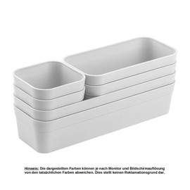 1 x Drawer Organiser Set 6 Pieces Light Grey Universal Adjustable Storage Box One Piece Divider System Utensils Storage Living Bathroom Plastic BPA Free