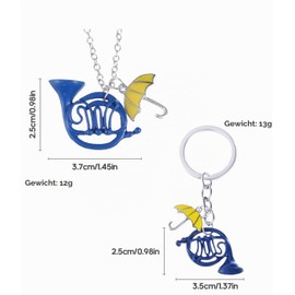 LICHUANUK 2 Pieces French Horn Keychains, How I Met Your Mother, Blue Horn Enamel Keychain, Umbrella Pendant, Gifts for Parents, Birthday Gifts, Christmas Gifts