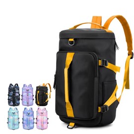 3 in 1 Large Sport Duffel Bag for Travel,Waterproof Gym Bag Dance Bag for Women/Girl,Overnight Backpack with Wet Pocket & Shoes Compartment (Yellow)
