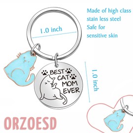 ORZOESD Best Cat Mom Ever Keychain Cat Gifts For Women Cat Lover Gifts Cat Themed Gifts For Women Crazy Cat Lady Jewelry Cat Paw Keychain Cat Owner Gift Cat Mama Jewelry Cat Mother Keychain