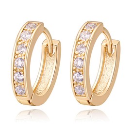 18K Oro Blanco Chapado Aretes con Diamante con Zirconia Cúbica, Pendientes de Aro, Hoop Earrings para Mujeres (Oro)