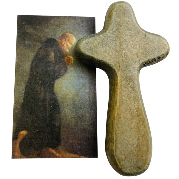 Westmon Works St Peregrine Cross Set with Hand Held Comfort Cross with Cancer Prayer Holy Card, One Size, Wood, no gem