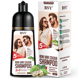 BSY Noni Natural Black Hair color shampoo - 180ml - Pump Pack | No Ammonia | 3 in 1 - Hair Colour, Shampoo, conditioner for women | Noni Fruit Hair Dye for Men | 5 Minutes Hair Color