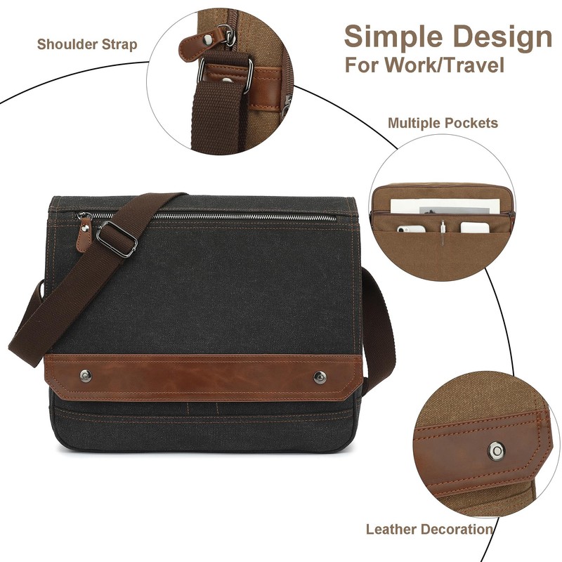 13-inch Retro Canvas Crossbody Bag - Small messenger bag for