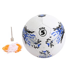 PU Size 5 Adult Game Football Scooer Ball Training Sport Equipment Accessorywhite blue