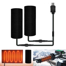 Heated Grips Cover for Motorcycle, 5V Handlebar Heater, Motorcycle Heated Grips USB Powered, 6 Gear Temperature with Memory Function, IP67 Waterproof, ATV Heated Handlebar Warmers