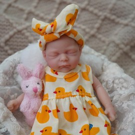 MYREBABY 6" Miniature Silicone Babies Doll Reborn Baby Dolls Silicone Ful Body Realistic Cute Baby Girl That Look Real Micro Soft Anti Stress Newborn Doll for Kids Gift
