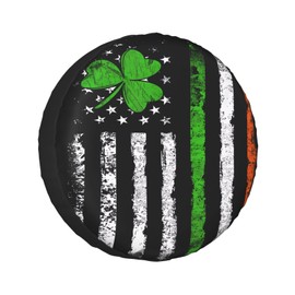 KOSUES Vintage Irish American Flag Spare Tire Cover Weatherproof Wheel Protectors Dust-Proof Sun Protection Wheel Tire Covers Universal Fit for Truck SUV RV Camper Trailer Car Accessories 15 inch