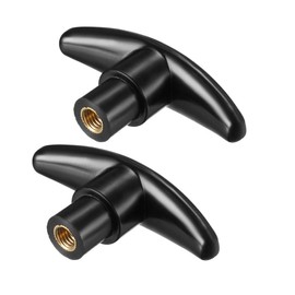 sourcing map T-Knob Drawer Cupboard Handle Metal Insert Internal Thread M8 Diameter Black Pack of 2
