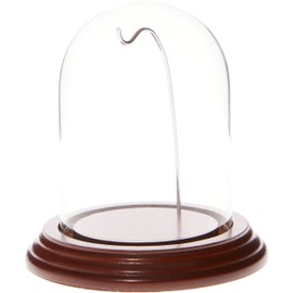 Plymor 3" x 4" Watch Glass Display Dome Cloche (Walnut Veneer Base & Silver Wire)