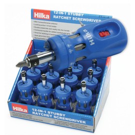 Hilka Tools 37012112 12-in-1 Stubby Ratchet Screwdriver, Blue, Set of 12 Piece