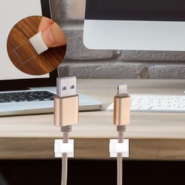 Cable Clips, 100 Pcs Adhesive Cable Clips White Cable Management Clips, Cord Clips Organizer Cable Management Under Desk Wire Holders for Cords Charging Cords Office Home Outdoor Christmas Light