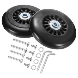 sourcing map Luggage Wheels Replacement 87 x 24 mm/3.4" x 0.9" Rubber Swivel Caster Bearing Wheels Repair Kits for Suitcase Inline Outdoor Skate, Black 1Set