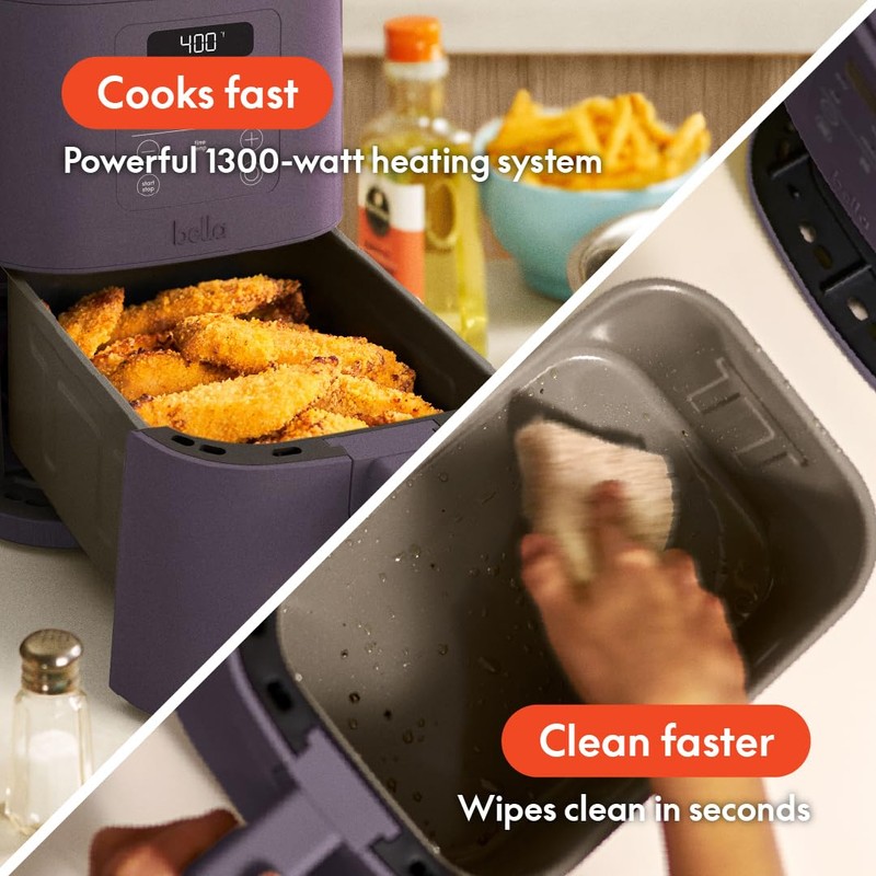 bella 4Qt Slim Air Fryer, Fits-anywhere™ Kitchenware, EverGood™ Ceramic Nonstick