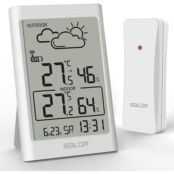 BALDR Wireless Weather Station with Outdoor Sensor, Thermometer Hygrometer Digital