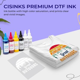 Cisinks Premium DTF Ink Bottle Refill Set 100ML- Direct to Film Heat Transfer Printing, Conversion Kit, Compatible w/DTF Film-Black