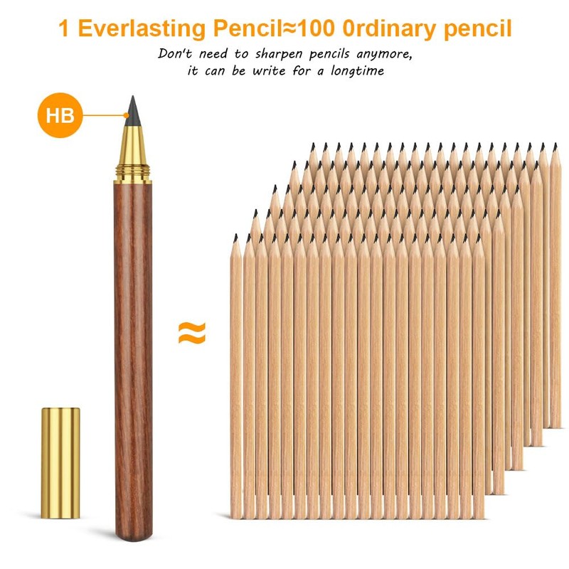 HOTUT Inkless Pencil - 4pcs Everlasting Wooden Infinity Pencil, Wood-Cased