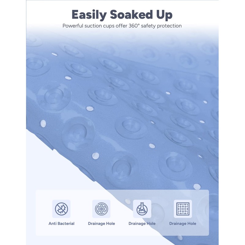 ADOV Corner Shower Mat, 54x54cm Curved Non Slip Anti-Mould Bath