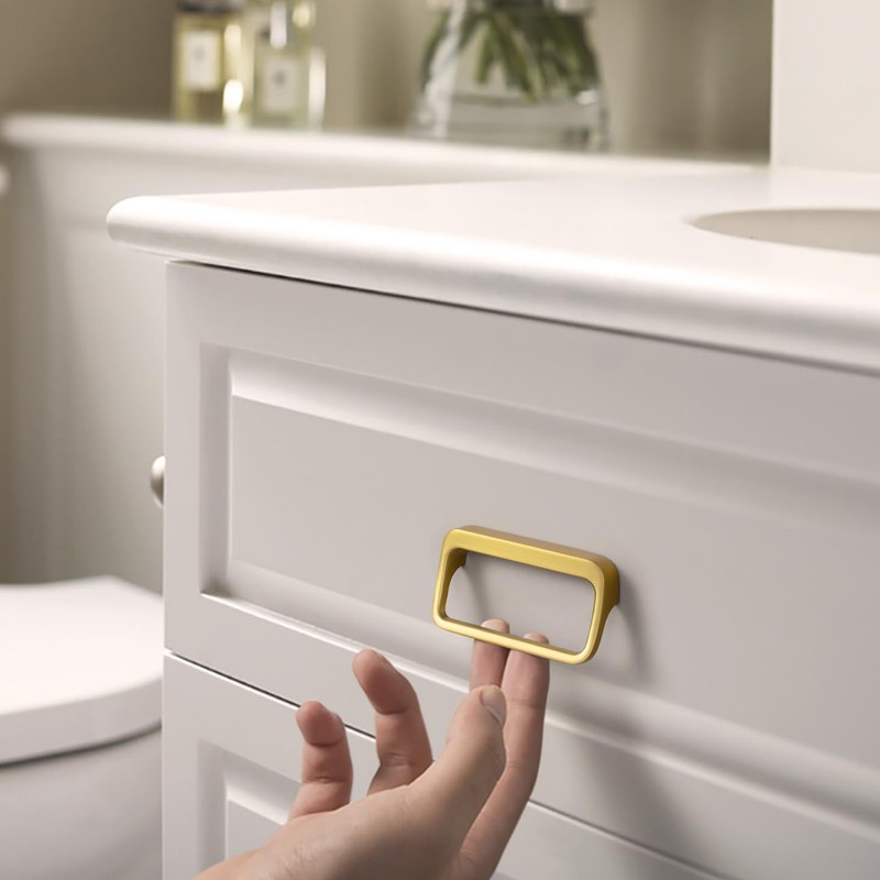 Goo-Ki Brushed Gold Cabinet pulls with 3''(76mm) Hole Center,Modern Zinc