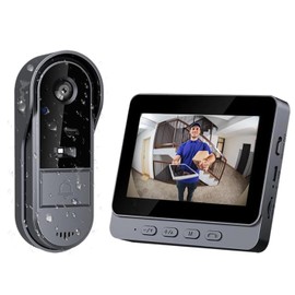 Video Doorbell with Camera, IP65 Waterproof Wireless Doorbell with 4.3 Inch Display, Intercom with 170° Wide Angle Night Vision and Two-Way Speech, 1080P HD Wireless Doorbell