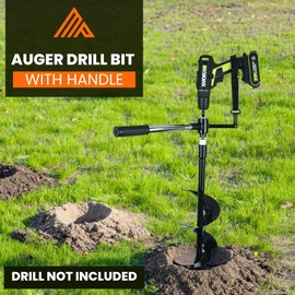 Auger Post Hole Digger 10" Wide 32" Deep - Earth Auger - Trench Digger - Hole Digger Tool for Fence Posts - Electric Post Hole Digger Handles