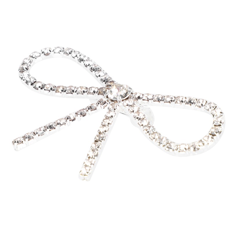 10Pcs Diamond Rhinestone Bow Glass Flash Brooch Claw Chain Suit