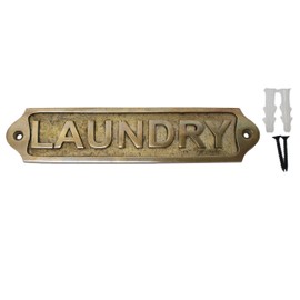 Sam Star Brass Metal Door Sign Plaques - Antique Finish - Easy DIY Installation - Best Home Decor - Gents, Ladies, Office, Laundry, Restroom, Push, Pull, Parking (LAUNDRY)