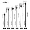 120 Pcs Push Mount Zip Ties in 6 Assorted Sizes,Black