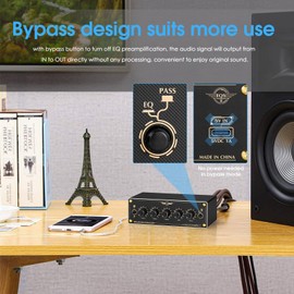 Douk Audio EQ5 Mini 5-Band EQ Preamp Stereo Analog Equalizer Portable Audio Processor for Home/Car