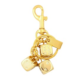 LOHGOU Metal Dice Bag Charm Keychain, Stylish Bag Charm for Women & Men, Lucky Gift Accessory (Gold)