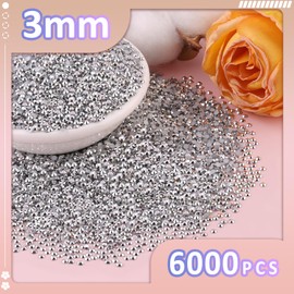 6000Pcs 3mm Resin Rhinestones with 3Pcs 10ml B7000 Jewelry Glue for Crafting, Silver Large Amount Flatback Gems, Bedazzling Crystal Bulk for DIY Crafts Clothing Tumblers Shoes Nail Art Fabric
